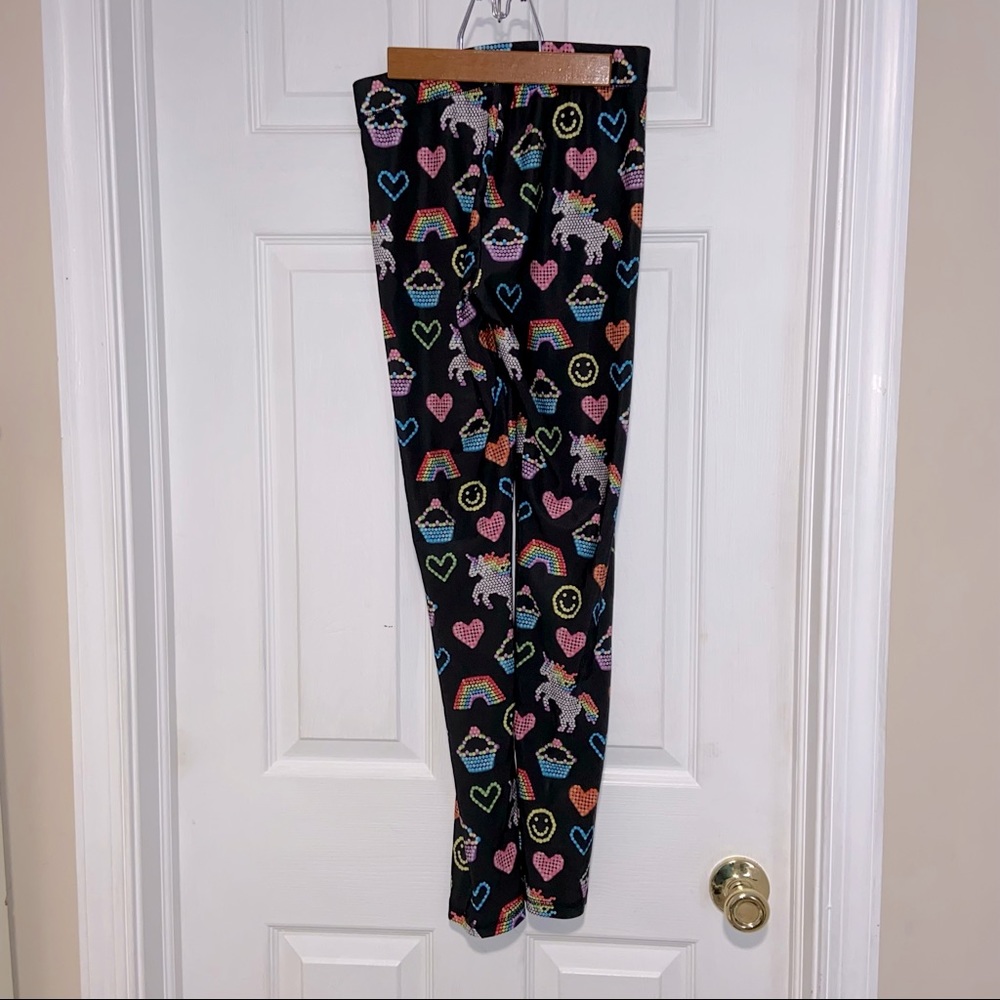 EUC girls Justice leggings LITE BRITE designs unicorn rainbows size 16